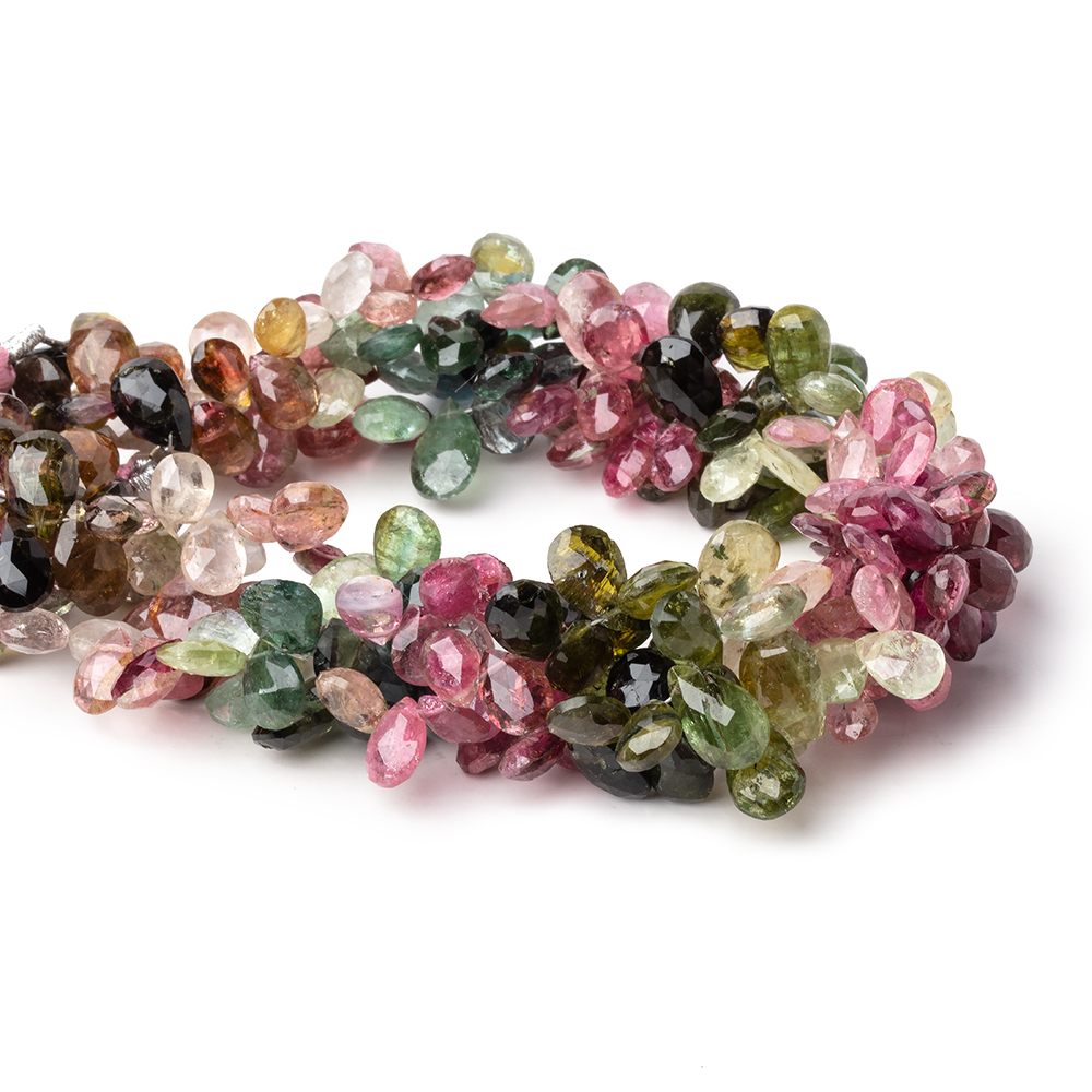 6x5-9x7mm Multi Color Tourmaline Faceted Pear Beads 8.5 inch 66 pieces (ONLINE ORDER ONLY)