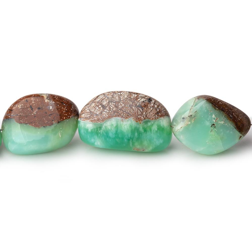 6x5.5-20x13mm Prase Opal Plain Nuggets with Matrix 18 inch 30 Beads (ONLINE ORDER ONLY)