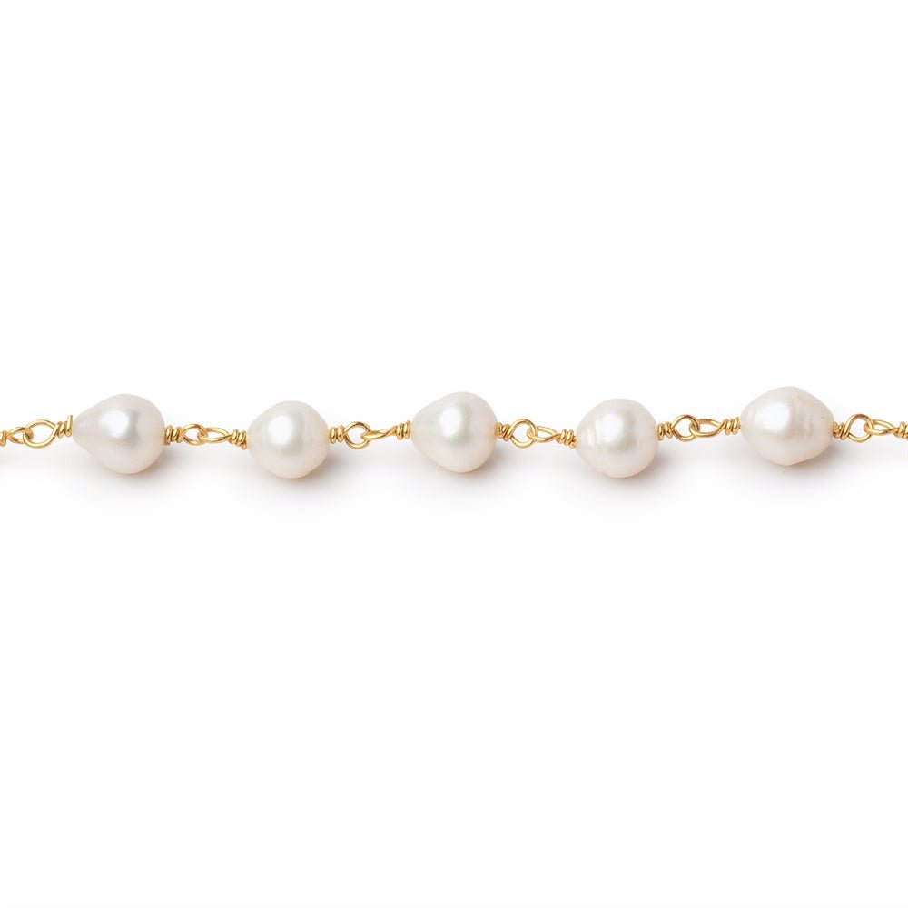 6.5x6mm Off White Petite Ultra Baroque Pearls on Vermeil Chain (ONLINE ORDER ONLY)