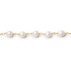 6.5x6mm Off White Petite Ultra Baroque Pearls on Vermeil Chain (ONLINE ORDER ONLY)