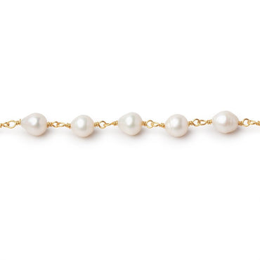 6.5x6mm Off White Petite Ultra Baroque Pearls on Vermeil Chain (ONLINE ORDER ONLY)