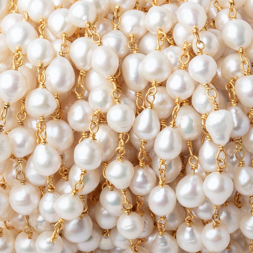 6.5x6mm Off White Petite Ultra Baroque Pearls on Vermeil Chain (ONLINE ORDER ONLY)