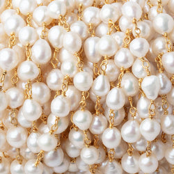 6.5x6mm Off White Petite Ultra Baroque Pearls on Vermeil Chain (ONLINE ORDER ONLY)