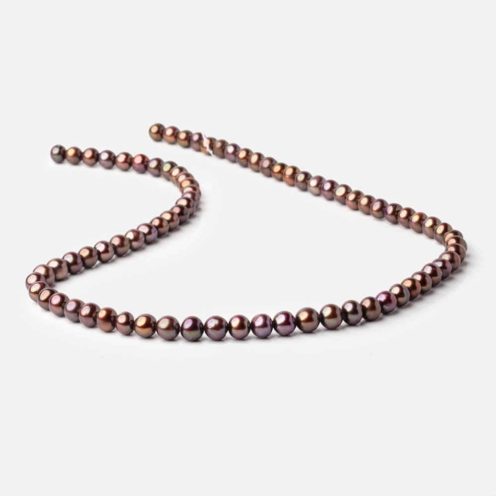 6x5mm Chocolate Brown Side Drilled Off Round Freshwater Pearls 16 inch 76 pieces (ONLINE ORDER ONLY)