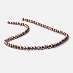 6x5mm Chocolate Brown Side Drilled Off Round Freshwater Pearls 16 inch 76 pieces (ONLINE ORDER ONLY)