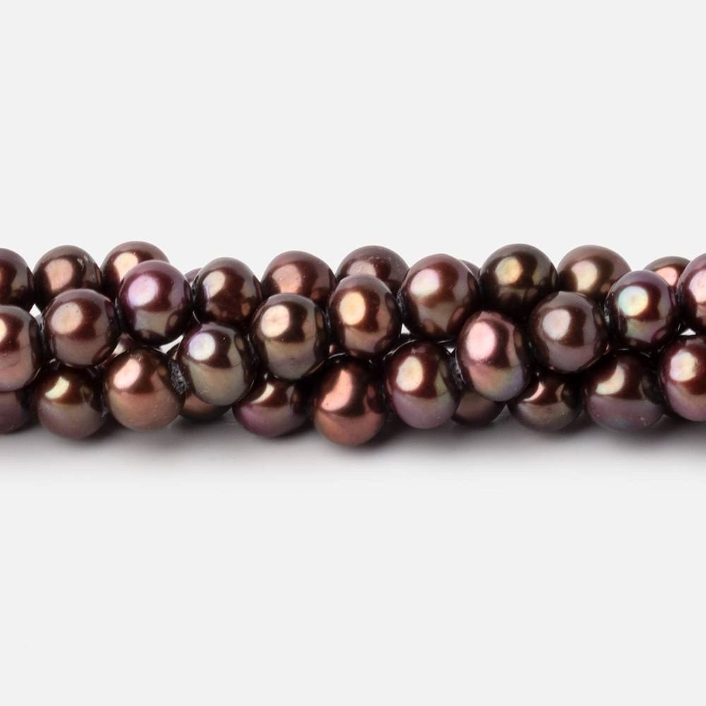6x5mm Chocolate Brown Side Drilled Off Round Freshwater Pearls 16 inch 76 pieces (ONLINE ORDER ONLY)