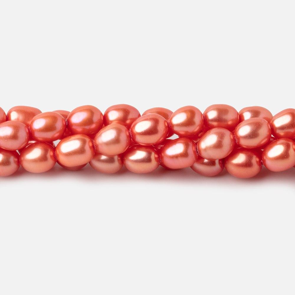 6x5mm Coral Straight Drill Oval Freshwater Pearl 15.5 inch 60 pieces (ONLINE ORDER ONLY)