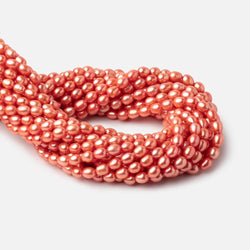 6x5mm Coral Straight Drill Oval Freshwater Pearl 15.5 inch 60 pieces (ONLINE ORDER ONLY)