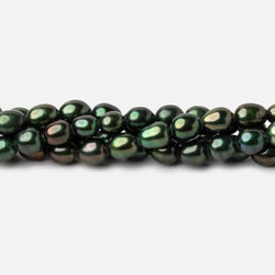 6x5mm Emerald Green Straight Drill Oval Freshwater Pearl 15 inch 68 pcs (ONLINE ORDER ONLY)