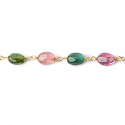 6x5mm Multi Color Tourmaline plain oval Vermeil Chain by the foot (ONLINE ORDER ONLY)