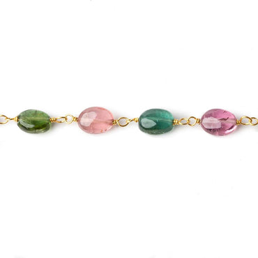 6x5mm Multi Color Tourmaline plain oval Vermeil Chain by the foot (ONLINE ORDER ONLY)