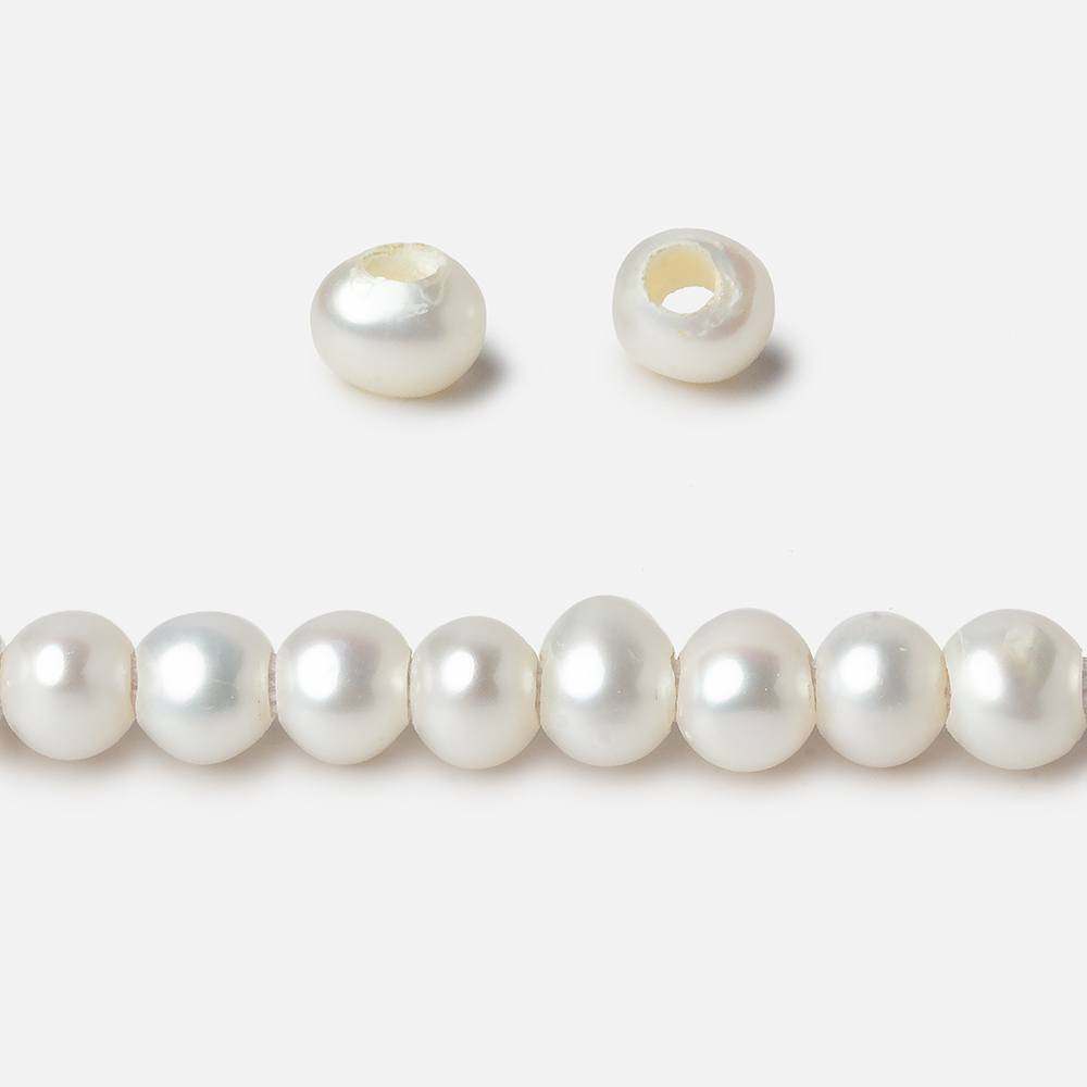 6x5mm Off White Off Round 2.5mm Large Hole Freshwater Pearl 85 pieces (ONLINE ORDER ONLY)