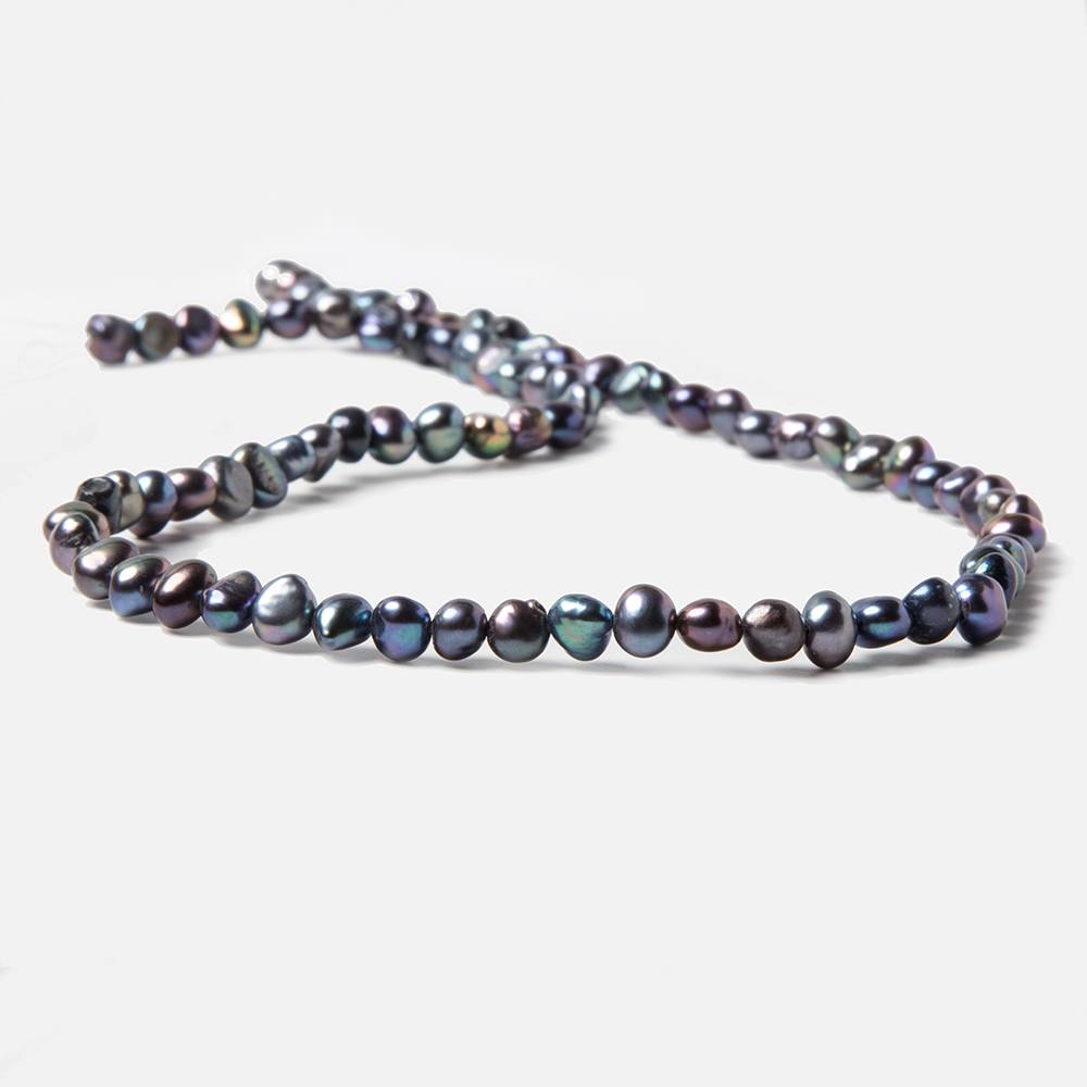 6x5mm Peacock Blue Side Drilled Baroque Freshwater Pearls 16 inch 80 pieces (ONLINE ORDER ONLY)