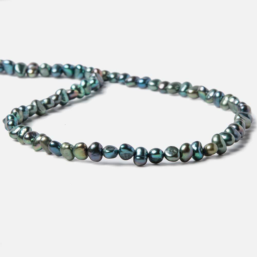 6x5mm Peacock Green Side Drilled Baroque Freshwater Pearls 16 inch 80 pieces (ONLINE ORDER ONLY)