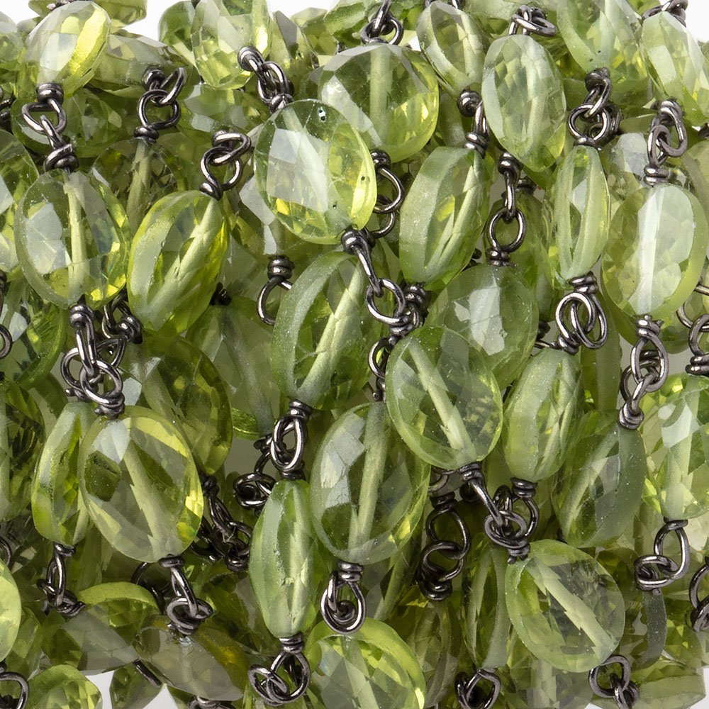6x5mm Peridot Faceted Oval Beads on Black Gold over .925 Silver Chain (ONLINE ORDER ONLY)