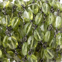 6x5mm Peridot Faceted Oval Beads on Black Gold over .925 Silver Chain (ONLINE ORDER ONLY)