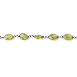 6x5mm Peridot Faceted Oval Beads on Black Gold over .925 Silver Chain (ONLINE ORDER ONLY)