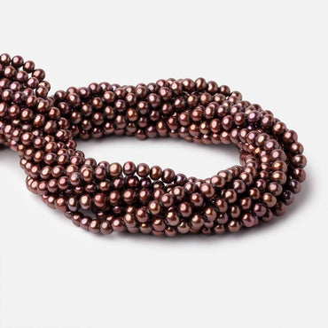 6x5mm Purplish Brown Side Drilled Off Round Freshwater Pearls 15 inch 76 beads (ONLINE ORDER ONLY)