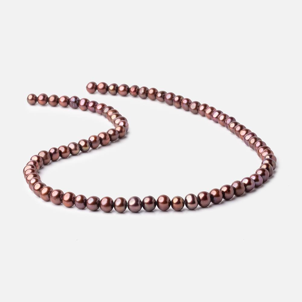 6x5mm Purplish Brown Side Drilled Off Round Freshwater Pearls 15 inch 76 beads (ONLINE ORDER ONLY)