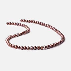 6x5mm Purplish Brown Side Drilled Off Round Freshwater Pearls 15 inch 76 beads (ONLINE ORDER ONLY)