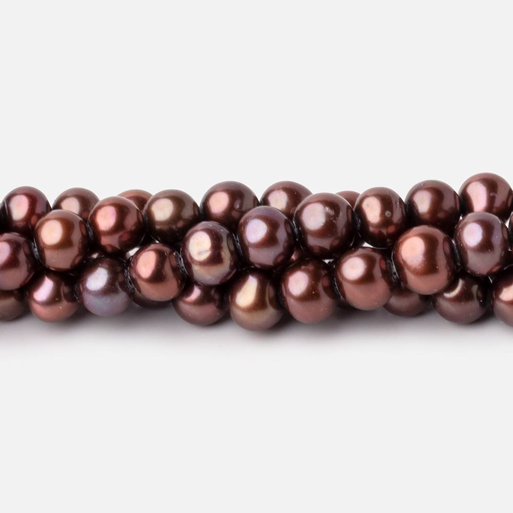 6x5mm Purplish Brown Side Drilled Off Round Freshwater Pearls 15 inch 76 beads (ONLINE ORDER ONLY)