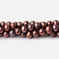 6x5mm Purplish Brown Side Drilled Off Round Freshwater Pearls 15 inch 76 beads (ONLINE ORDER ONLY)