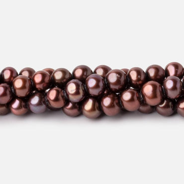 6x5mm Purplish Brown Side Drilled Off Round Freshwater Pearls 15 inch 76 beads (ONLINE ORDER ONLY)