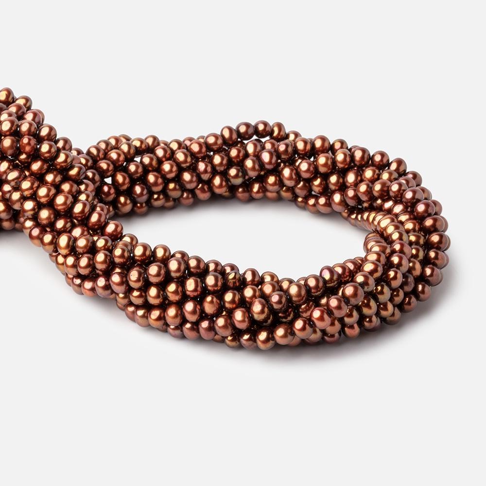 6x5mm Reddish Brown Side Drilled Off Round Freshwater Pearls 16 inch 76 pieces (ONLINE ORDER ONLY)