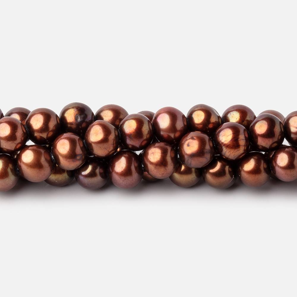 6x5mm Reddish Brown Side Drilled Off Round Freshwater Pearls 16 inch 76 pieces (ONLINE ORDER ONLY)