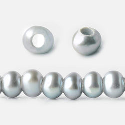6x5mm Silver Off Round 2.5mm Large Hole Freshwater Pearl 85 pieces (ONLINE ORDER ONLY)