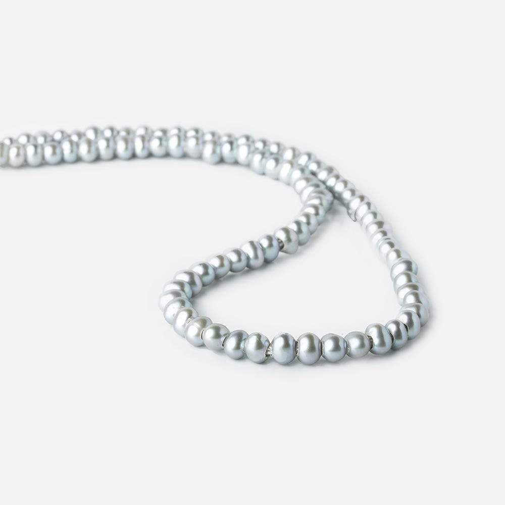 6x5mm Silver Off Round 2.5mm Large Hole Freshwater Pearl 85 pieces (ONLINE ORDER ONLY)