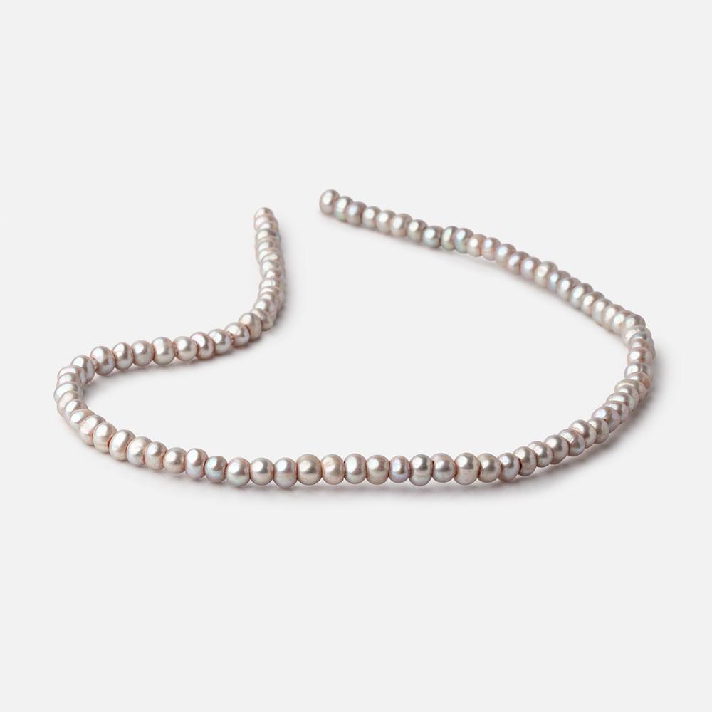 6x5mm Venetian Silver Off Round 2.5mm Large Hole Freshwater Pearl 85 Beads (ONLINE ORDER ONLY)