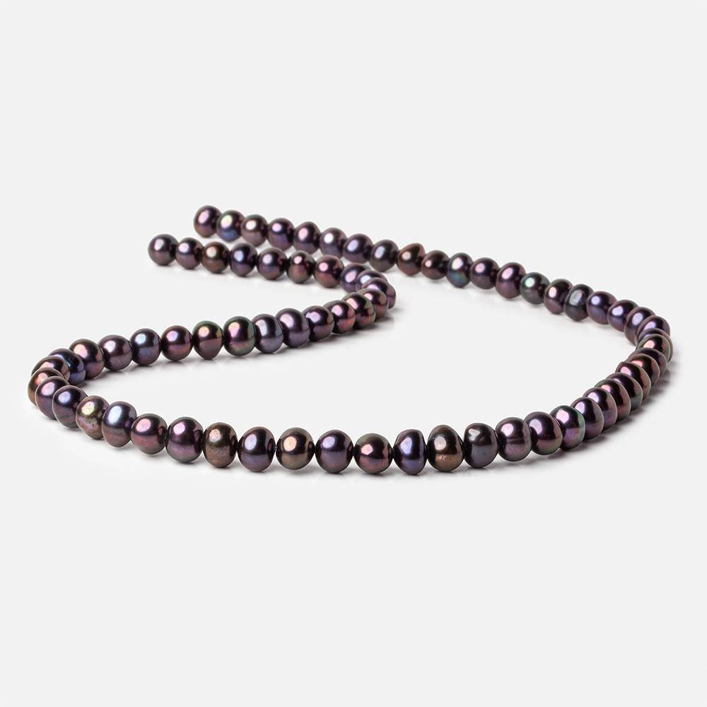 6x5mm Violet Peacock Off Round Side Drilled Freshwater Pearls 15 inch 71 pieces (ONLINE ORDER ONLY)