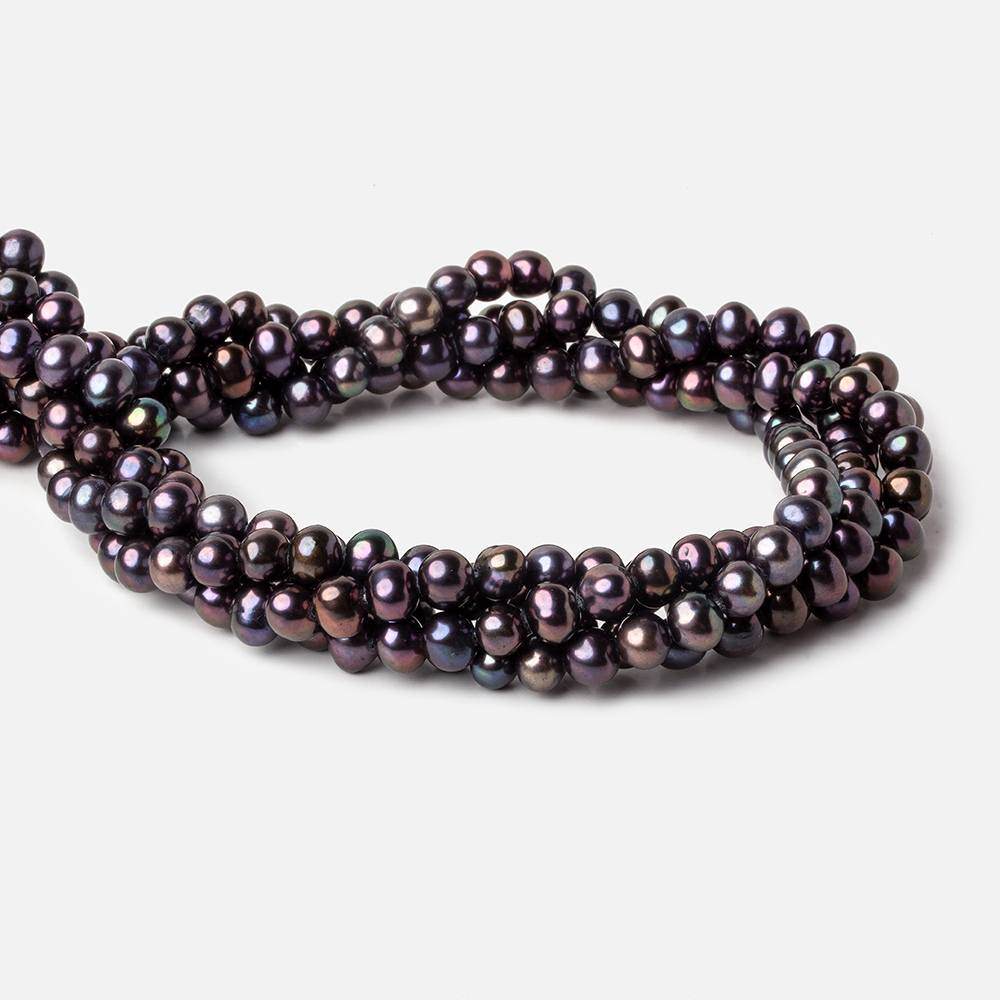6x5mm Violet Peacock Off Round Side Drilled Freshwater Pearls 15 inch 71 pieces (ONLINE ORDER ONLY)