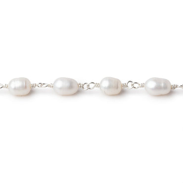 6x5mm White Oval Freshwater Pearls on .925 Silver Chain (ONLINE ORDER ONLY)