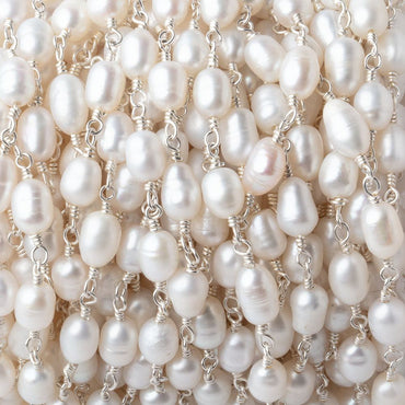 6x5mm White Oval Freshwater Pearls on .925 Silver Chain (ONLINE ORDER ONLY)