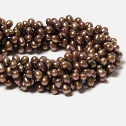 6x5-10x6mm Chocolate Brown Top Drilled Oval Freshwater Pearls 16 inch 77 pieces (ONLINE ORDER ONLY)