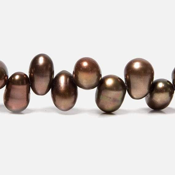 6x5-10x6mm Chocolate Brown Top Drilled Oval Freshwater Pearls 16 inch 77 pieces (ONLINE ORDER ONLY)