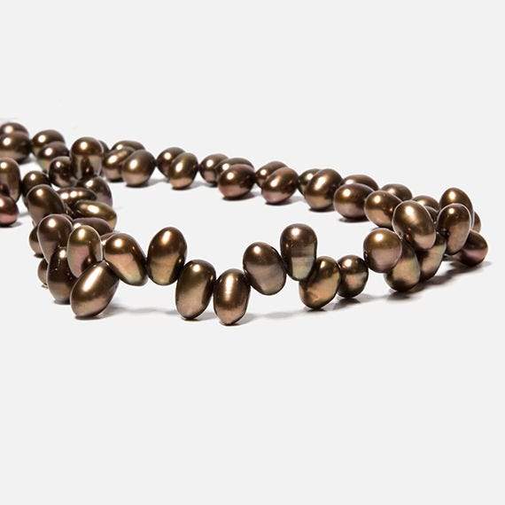 6x5-10x6mm Chocolate Brown Top Drilled Oval Freshwater Pearls 16 inch 77 pieces (ONLINE ORDER ONLY)