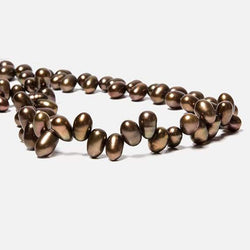 6x5-10x6mm Chocolate Brown Top Drilled Oval Freshwater Pearls 16 inch 77 pieces (ONLINE ORDER ONLY)