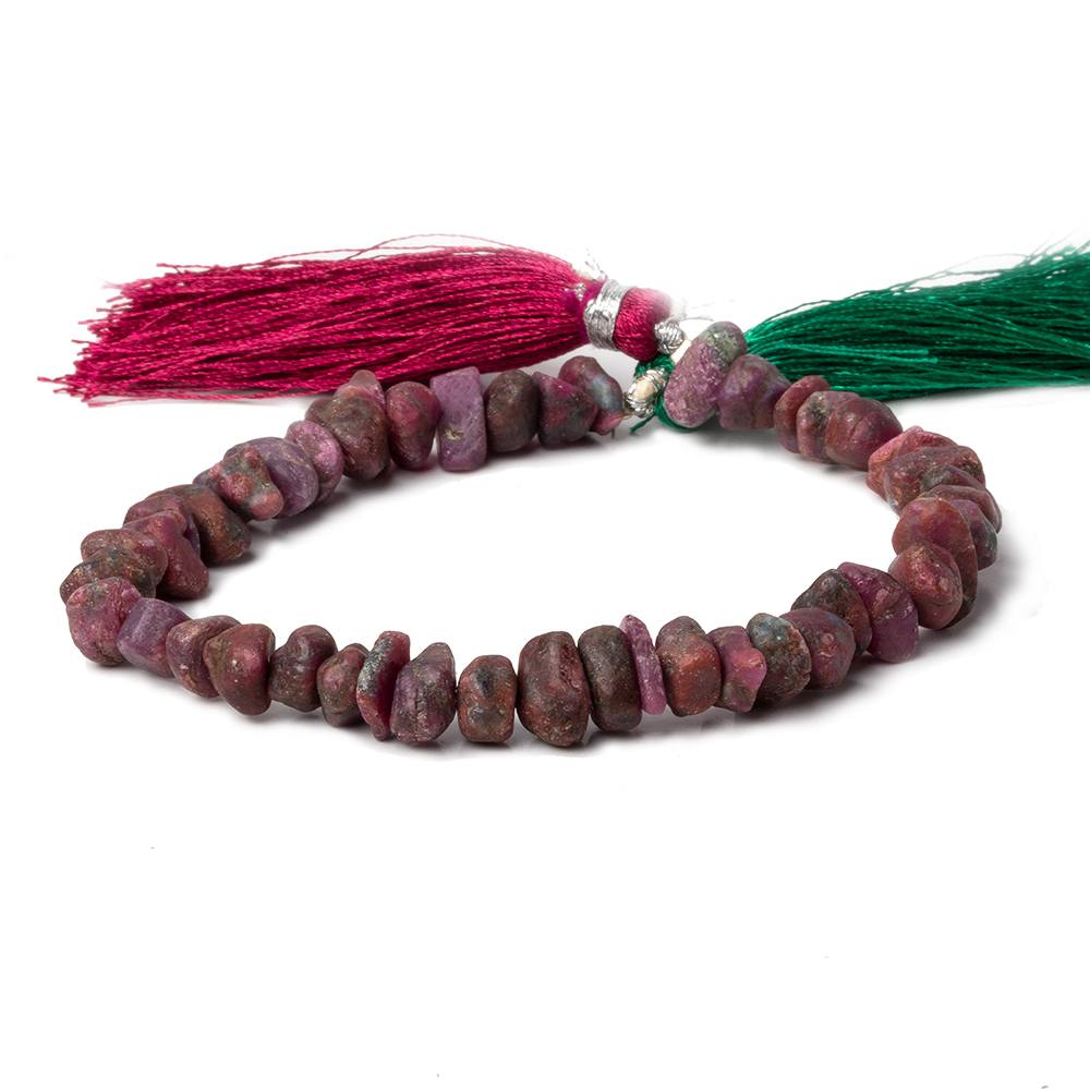 6x6-10x6mm Matte Ruby in Zoisite center drilled Natural Crystal nugget 7.5 inch 42 beads (ONLINE ORDER ONLY)
