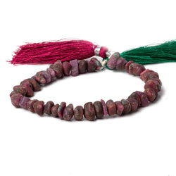 6x6-10x6mm Matte Ruby in Zoisite center drilled Natural Crystal nugget 7.5 inch 42 beads (ONLINE ORDER ONLY)