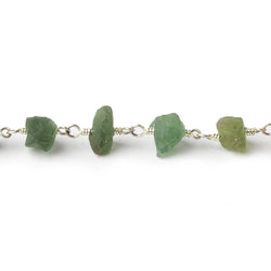 6x6-10x7mm Matte Green Apatite Chips Silver plated Chain by the foot 28 pieces (ONLINE ORDER ONLY)