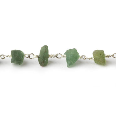 6x6-10x7mm Matte Green Apatite Chips Silver plated Chain by the foot 28 pieces (ONLINE ORDER ONLY)