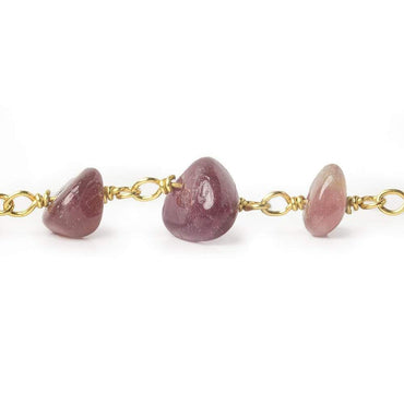 6x6-10x7mm Multi Color Tourmaline center drill plain nugget Vermeil Chain by the foot 29 pieces (ONLINE ORDER ONLY)