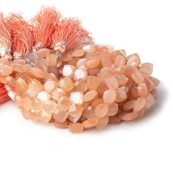 6x6-6.5x6.5mm Angel Skin Peach Moonstone faceted pillow beads 7.5 inch 50 pieces A (ONLINE ORDER ONLY)