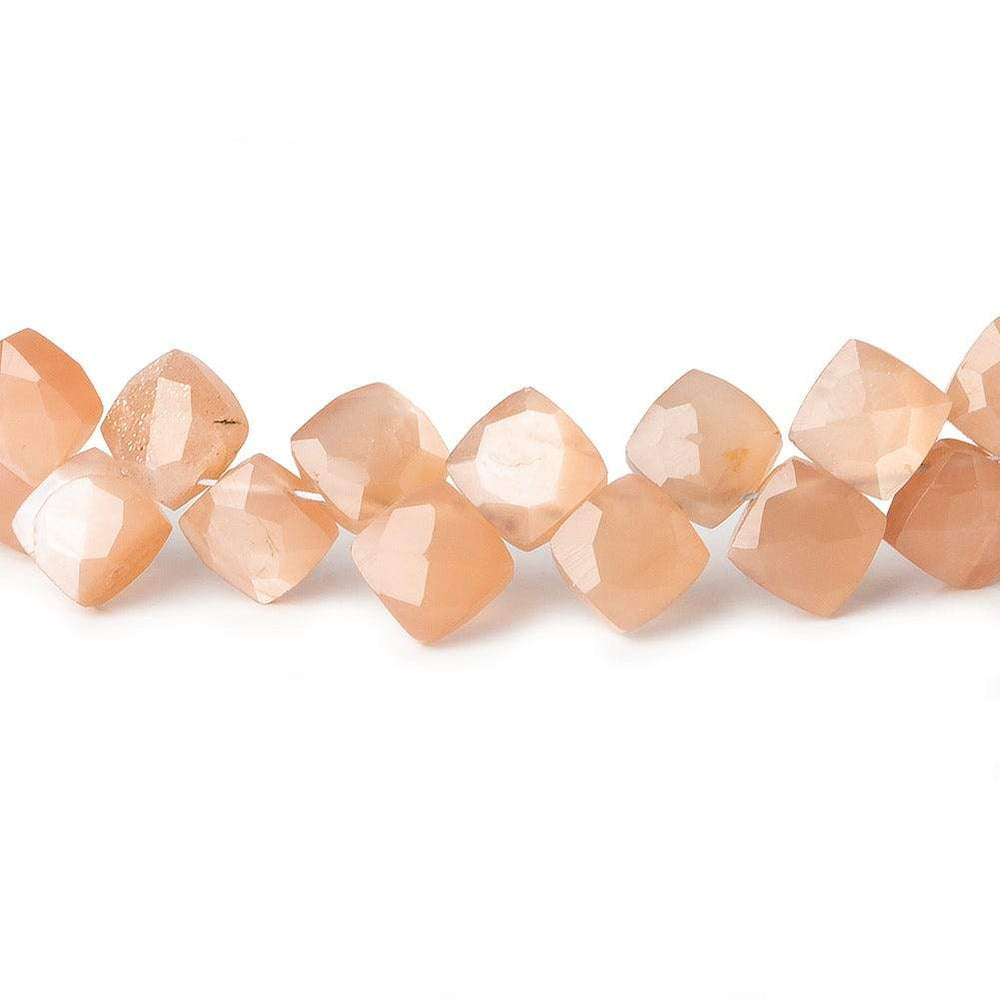 6x6-6.5x6.5mm Angel Skin Peach Moonstone faceted pillow beads 7.5 inch 50 pieces A (ONLINE ORDER ONLY)
