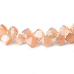 6x6-6.5x6.5mm Angel Skin Peach Moonstone faceted pillow beads 7.5 inch 50 pieces A (ONLINE ORDER ONLY)