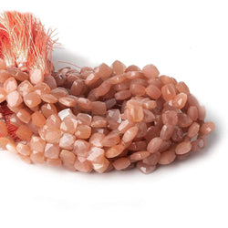 6x6-6.5x6.5mm Dark Angel Skin Peach Moonstone faceted pillow beads 7.5 inch 50 pieces A (ONLINE ORDER ONLY)