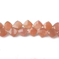 6x6-6.5x6.5mm Dark Angel Skin Peach Moonstone faceted pillow beads 7.5 inch 50 pieces A (ONLINE ORDER ONLY)